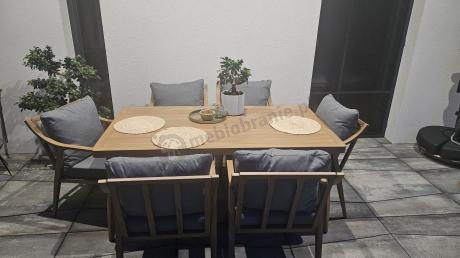 Aluminiowy komplet mebli obiadowych na taras - Else 6+1 - Grey