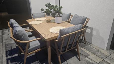 Aluminiowy komplet mebli obiadowych na taras - Else 6+1 - Grey