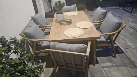 Aluminiowy komplet mebli obiadowych na taras - Else 6+1 - Grey