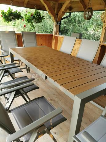 Aluminiowy komplet mebli tarasowych stół rozkładany do 210cm i 12 składanych krzeseł Tanami Daven Taupe