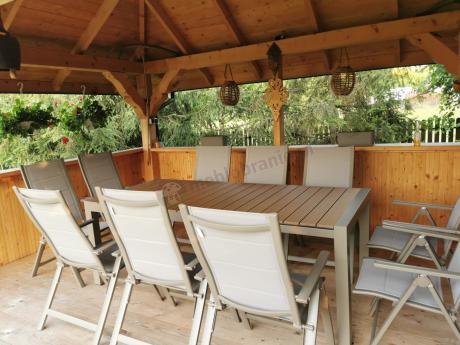 Aluminiowy komplet mebli tarasowych stół rozkładany do 210cm i 12 składanych krzeseł Tanami Daven Taupe