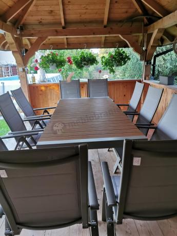 Aluminiowy komplet mebli tarasowych stół rozkładany do 210cm i 12 składanych krzeseł Tanami Daven Taupe