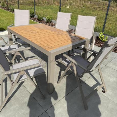 Aluminiowy komplet mebli tarasowych stół rozkładany do 210cm i 12 składanych krzeseł Tanami Daven Taupe