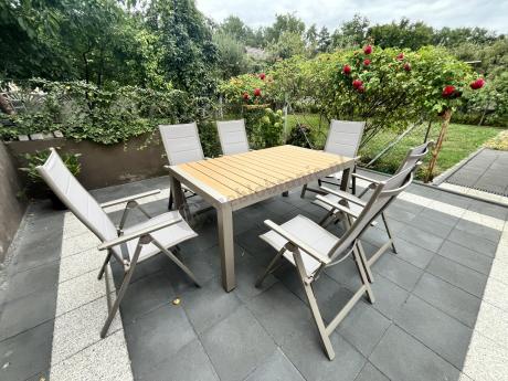 Aluminiowy komplet mebli tarasowych stół rozkładany do 210cm i 12 składanych krzeseł Tanami Daven Taupe