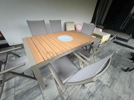 Aluminiowy komplet mebli tarasowych stół rozkładany do 210cm i 12 składanych krzeseł Tanami Daven Taupe