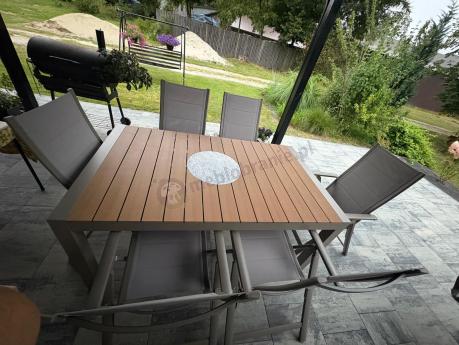 Aluminiowy komplet mebli tarasowych stół rozkładany do 210cm i 12 składanych krzeseł Tanami Daven Taupe