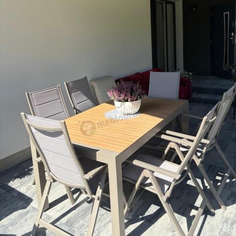 Aluminiowy komplet mebli tarasowych stół rozkładany do 210cm i 12 składanych krzeseł Tanami Daven Taupe