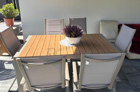 Aluminiowy komplet mebli tarasowych stół rozkładany do 210cm i 12 składanych krzeseł Tanami Daven Taupe
