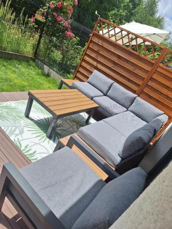 Aluminiowy narożnik na taras z fotelem - Calamba Corner - Grey
