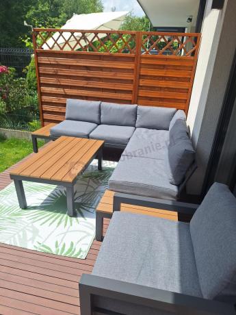 Aluminiowy narożnik na taras z fotelem - Calamba Corner - Grey