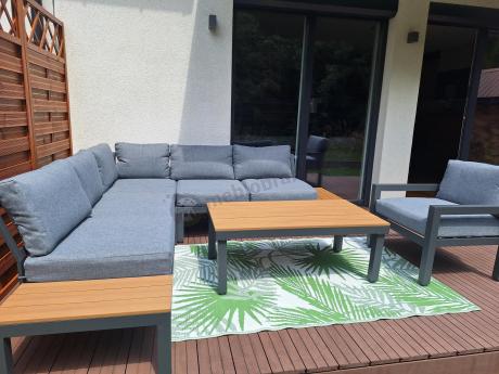 Aluminiowy narożnik na taras z fotelem - Calamba Corner - Grey