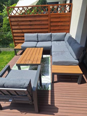 Aluminiowy narożnik na taras z fotelem - Calamba Corner - Grey