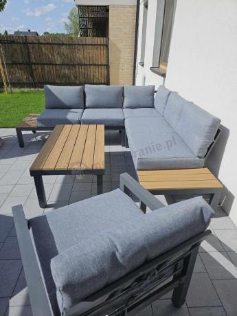 Aluminiowy narożnik na taras z fotelem - Calamba Corner - Grey
