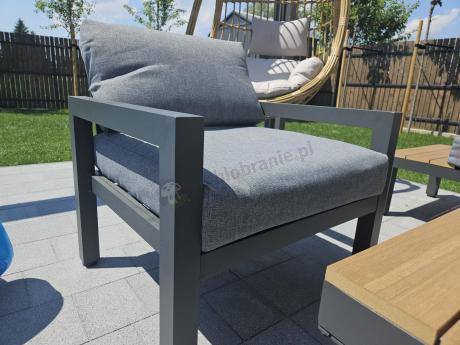 Aluminiowy narożnik na taras z fotelem - Calamba Corner - Grey