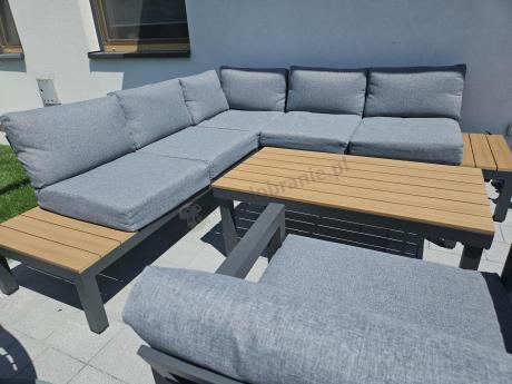 Aluminiowy narożnik na taras z fotelem - Calamba Corner - Grey