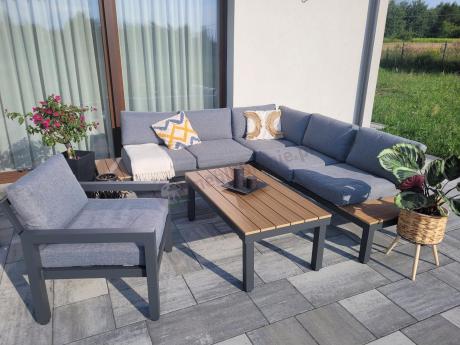 Aluminiowy narożnik na taras z fotelem - Calamba Corner - Grey