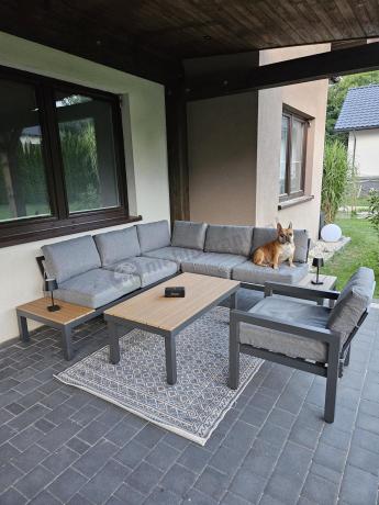 Aluminiowy narożnik na taras z fotelem - Calamba Corner - Grey
