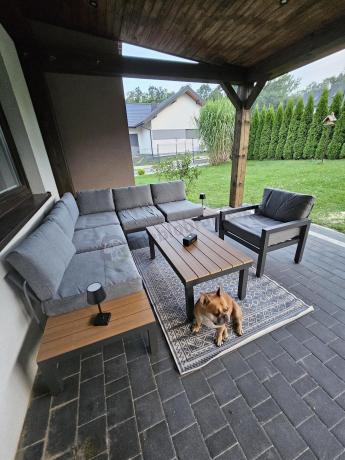 Aluminiowy narożnik na taras z fotelem - Calamba Corner - Grey