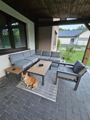Aluminiowy narożnik na taras z fotelem - Calamba Corner - Grey