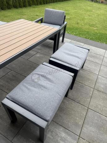 Aluminiowy narożnik ogrodowy z fotelem i stołem 160cm Calamba Corner XL - Grey