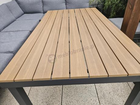 Aluminiowy narożnik ogrodowy z fotelem i stołem 160cm Calamba Corner XL - Grey