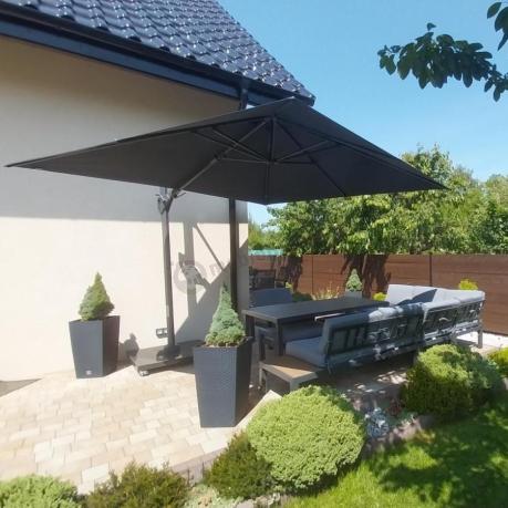 Aluminiowy narożnik ogrodowy z fotelem i stołem 160cm Calamba Corner XL - Grey