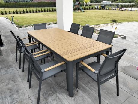 Aluminiowy zestaw mebli ogrodowych obiadowych dla 10 osób, stół 220-280 cm - Avio Ebra – Antracyt