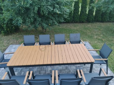 Aluminiowy zestaw mebli ogrodowych obiadowych dla 10 osób, stół 220-280 cm - Avio Ebra – Antracyt