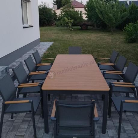 Aluminiowy zestaw mebli ogrodowych obiadowych dla 10 osób, stół 220-280 cm - Avio Ebra – Antracyt