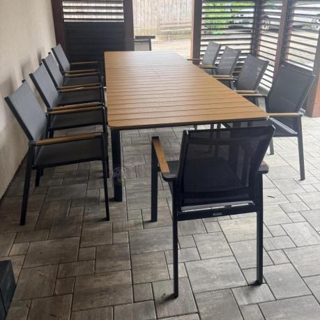 Aluminiowy zestaw mebli ogrodowych obiadowych dla 10 osób, stół 220-280 cm - Avio Ebra – Antracyt
