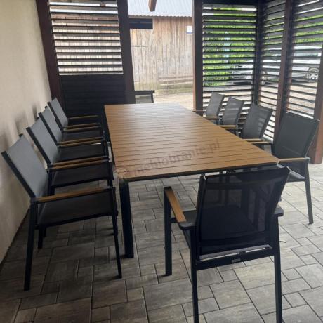 Aluminiowy zestaw mebli ogrodowych obiadowych dla 10 osób, stół 220-280 cm - Avio Ebra – Antracyt
