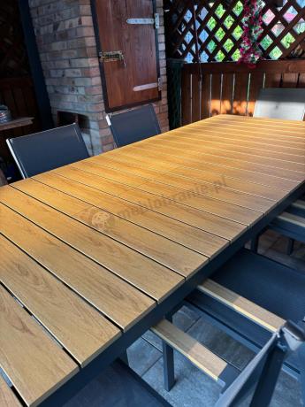 Aluminiowy zestaw mebli ogrodowych obiadowych dla 10 osób, stół 220-280 cm - Avio Ebra – Antracyt