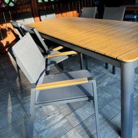 Aluminiowy zestaw mebli ogrodowych obiadowych dla 10 osób, stół 220-280 cm - Avio Ebra – Antracyt