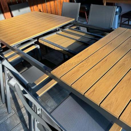 Aluminiowy zestaw mebli ogrodowych obiadowych dla 10 osób, stół 220-280 cm - Avio Ebra – Antracyt