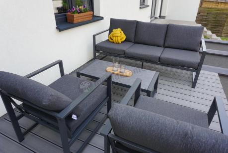 Aluminiowy zestaw mebli ogrodowych Vilde 5-miejscowy Grafitowy