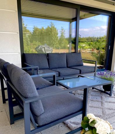 Aluminiowy zestaw mebli ogrodowych Vilde 5-miejscowy Grafitowy