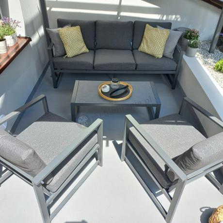 Aluminiowy zestaw mebli ogrodowych Vilde 5-miejscowy Grafitowy