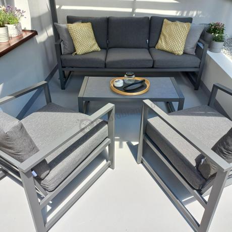 Aluminiowy zestaw mebli ogrodowych Vilde 5-miejscowy Grafitowy