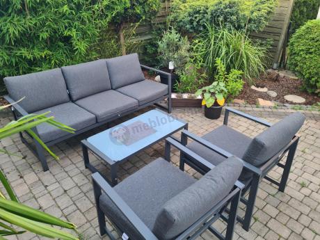 Aluminiowy zestaw mebli ogrodowych Vilde 5-miejscowy Grafitowy