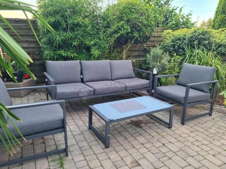 Aluminiowy zestaw mebli ogrodowych Vilde 5-miejscowy Grafitowy