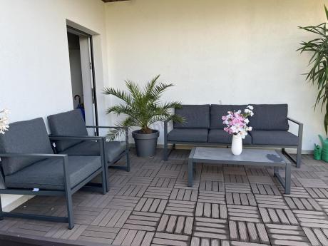 Aluminiowy zestaw mebli ogrodowych Vilde 5-miejscowy Grafitowy