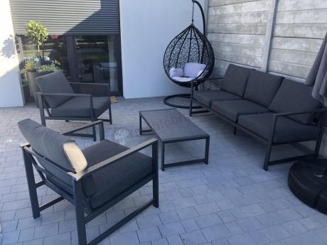 Aluminiowy zestaw mebli ogrodowych Vilde 5-miejscowy Grafitowy