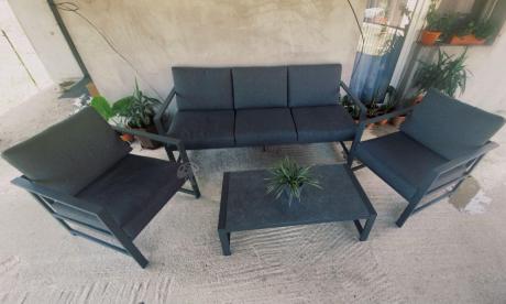 Aluminiowy zestaw mebli ogrodowych Vilde 5-miejscowy Grafitowy