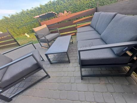 Aluminiowy zestaw mebli ogrodowych Vilde 5-miejscowy Grafitowy