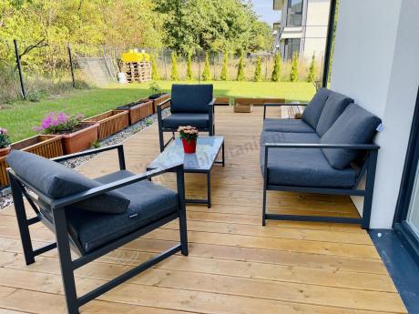 Aluminiowy zestaw mebli ogrodowych Vilde 5-miejscowy Grafitowy