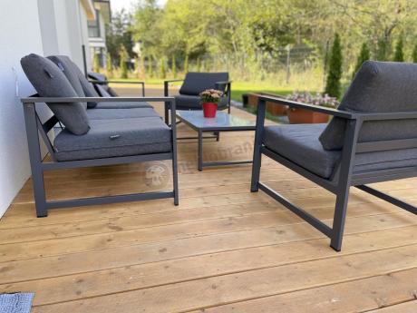 Aluminiowy zestaw mebli ogrodowych Vilde 5-miejscowy Grafitowy