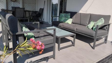 Aluminiowy zestaw mebli ogrodowych Vilde 5-miejscowy Grafitowy