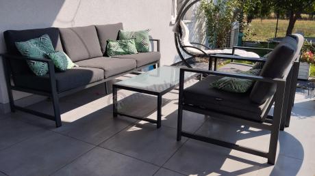 Aluminiowy zestaw mebli ogrodowych Vilde 5-miejscowy Grafitowy