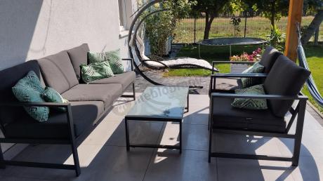 Aluminiowy zestaw mebli ogrodowych Vilde 5-miejscowy Grafitowy