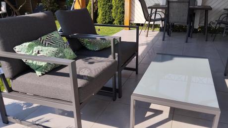 Aluminiowy zestaw mebli ogrodowych Vilde 5-miejscowy Grafitowy